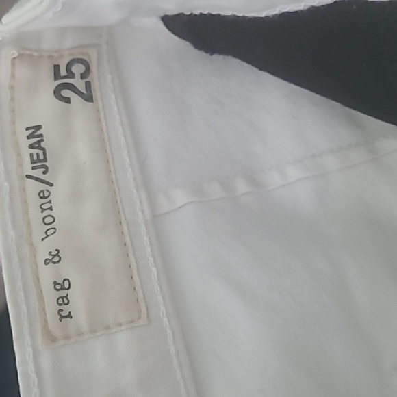 Rag & bone Mid-Rise Skinny Jeans in white with black tuxedo stripe Size 25 - Picture 13 of 14